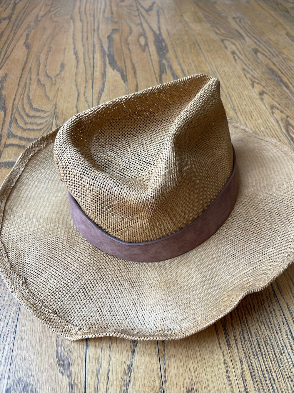FRYE Straw Cowboy Hat Leather Band - Picture 7 of 12